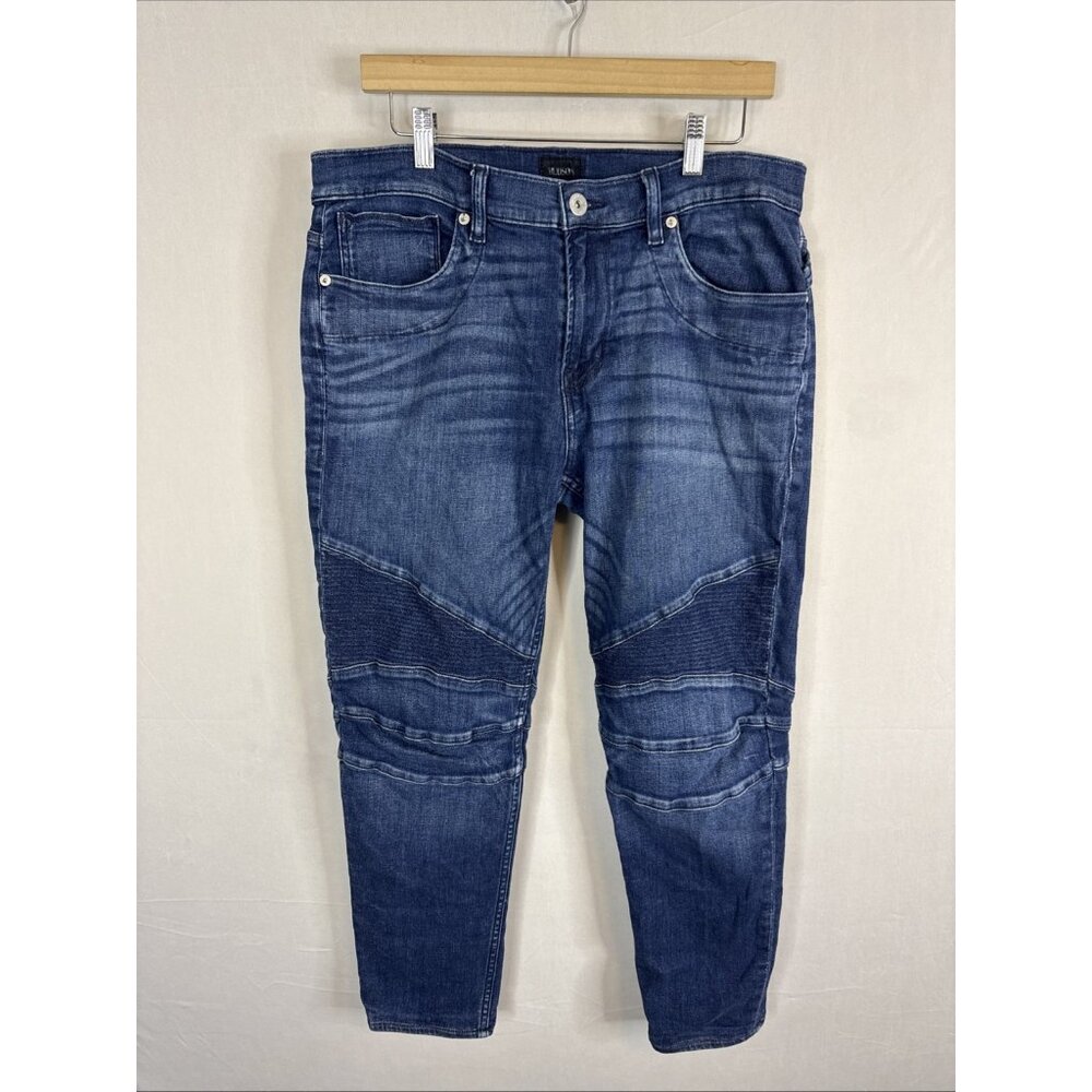 Hudson Ethan Biker Skinny Jeans Mens 36 Blue Moto Denim Stretch Hemmed
